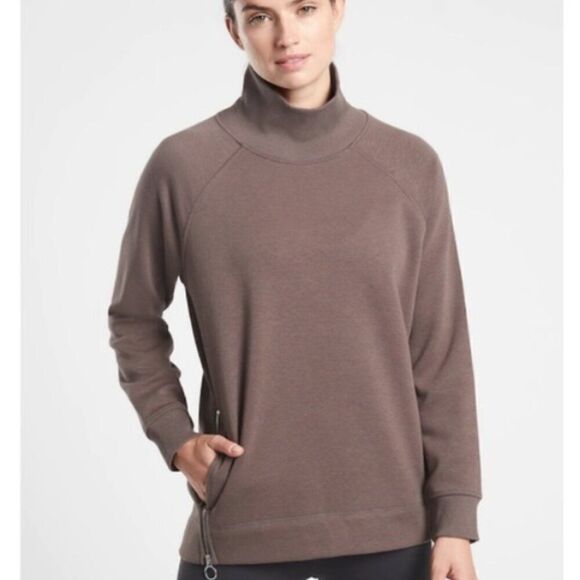 ATHLETA Cozy Karma Side Zip Funnel Neck Brown Size XS - Picture 1 of 8